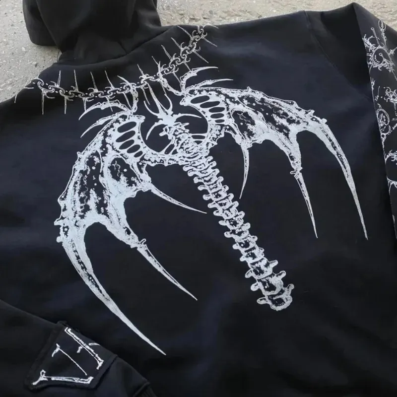 Y2K Gothic Skelett Hoodie - Punk Kapuzenpulli Für Herren & Damen In Streetwear Style