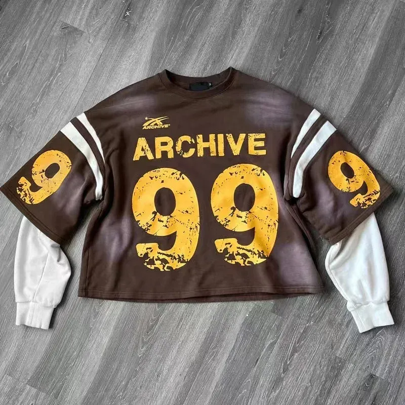 Oversized Long Sleeve Graphic Tee - Retro Y2K Fashion Top