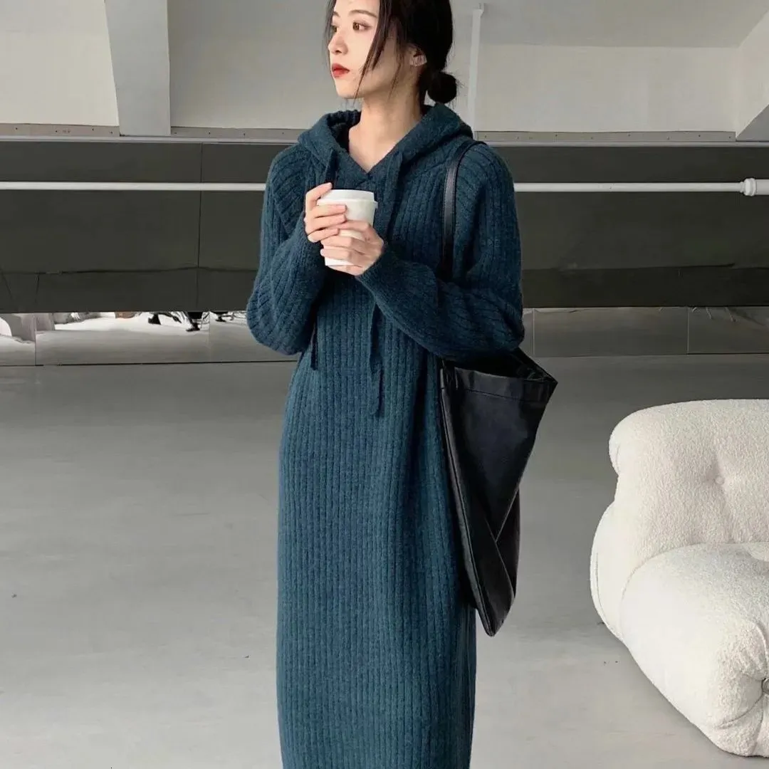 Thickened Hooded Sweater Dress Loose Fit Long Knit... From Girl_legend,  $34.18 | DHgate.Com
