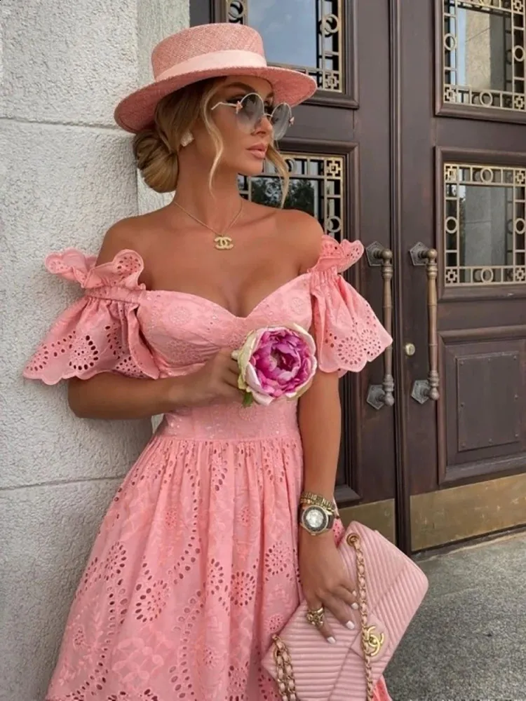 dress floral midi Picnic in Europe Floral Midi Dress M / Coral Pink