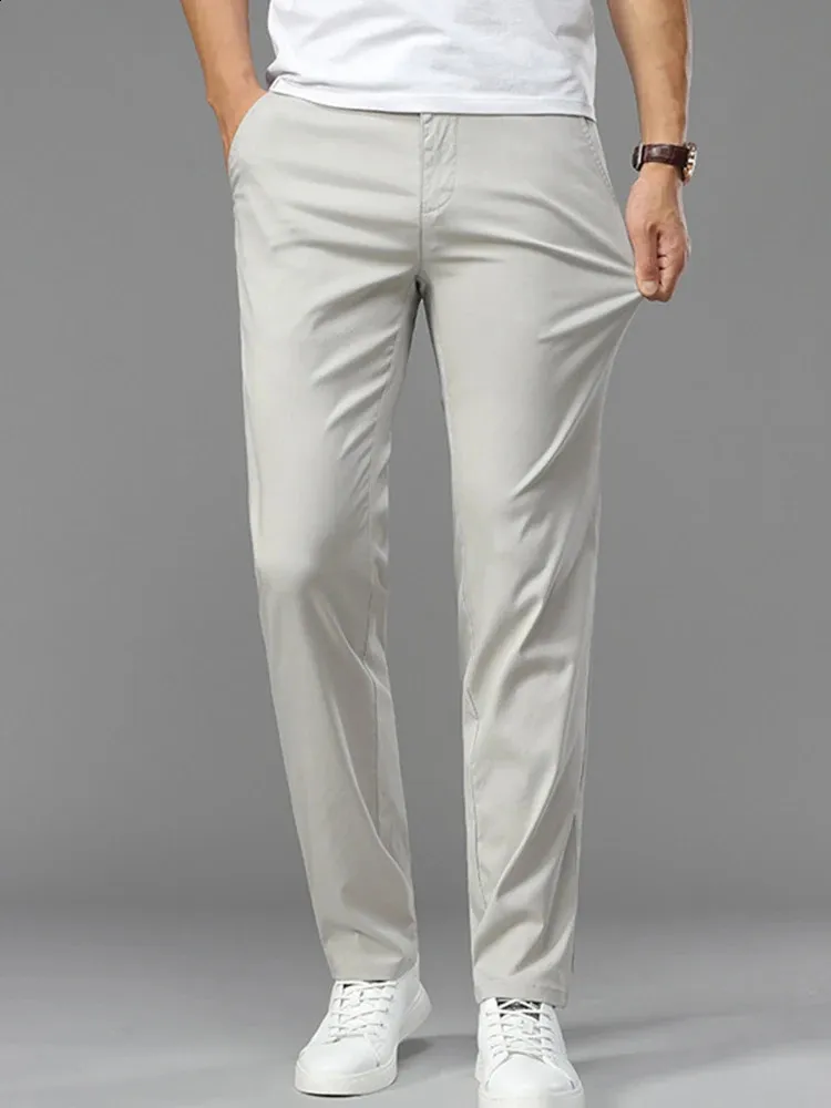 Pantalón De Traje De Seda De Hielo Para Hombre Anti-Arrugas, Elástico,  Para Oficina O Eventos