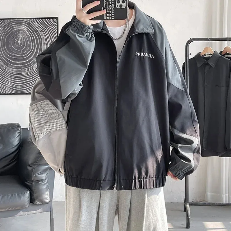 Men's Trendy Contrast Color Patchwork Zipper leather Men's Trendy Contrast Color Patchwork Zipper leather