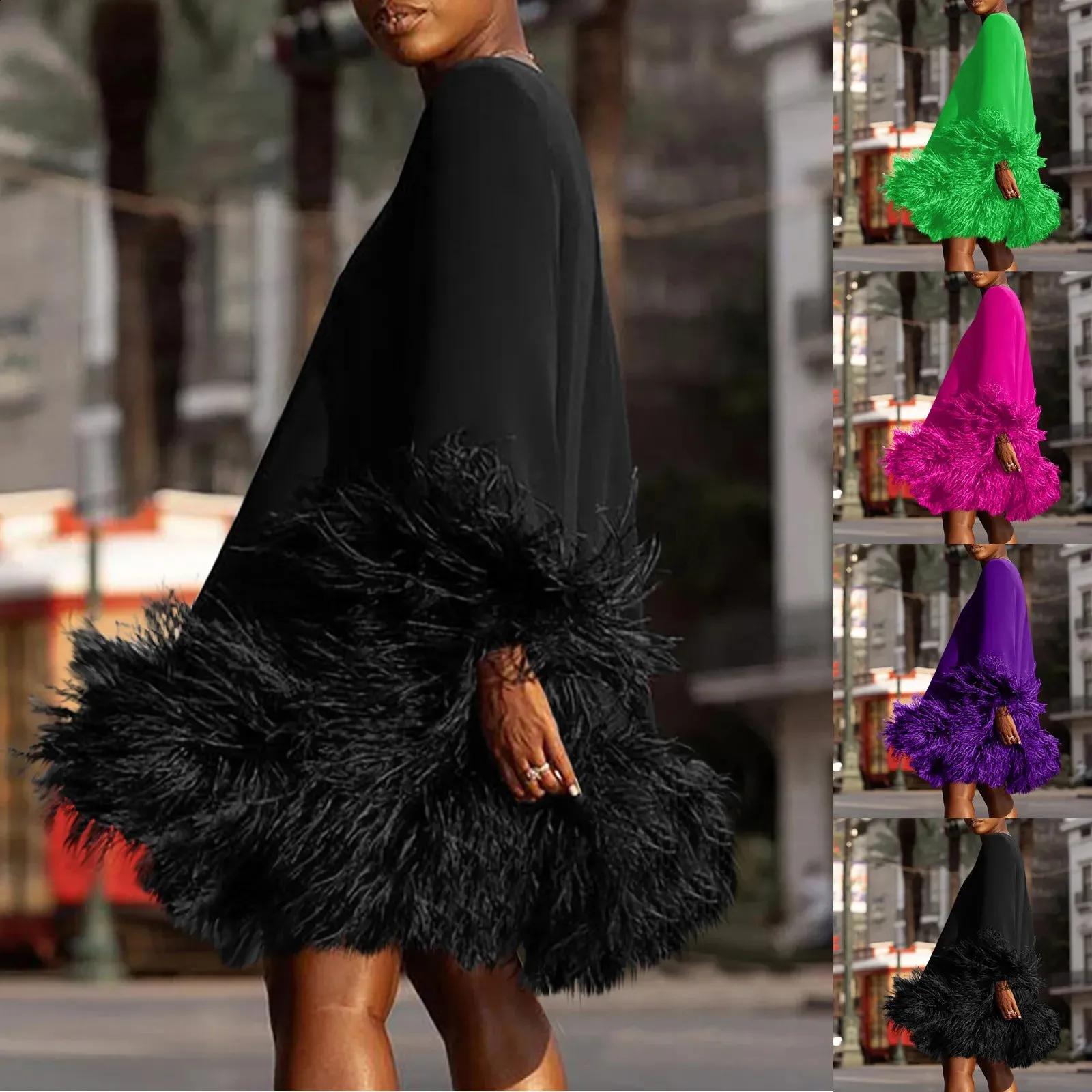 feather winter dress Fur Patchwork Floor-Length Chiffon with Short Sleeves for Autumn from Dhgate Basic & Casual Dresses SIZE - True to U.S. Size (Regular Width):8.5 Azazie Plus Size A-Line US 6 / UK BNF2502