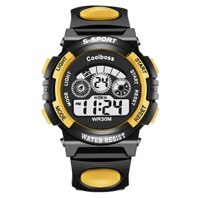 Kids Sports Watch Coolboss Brand 2024 LED Digital Boys Watches Multifunctional Waterproof Wristwatches for Students Red