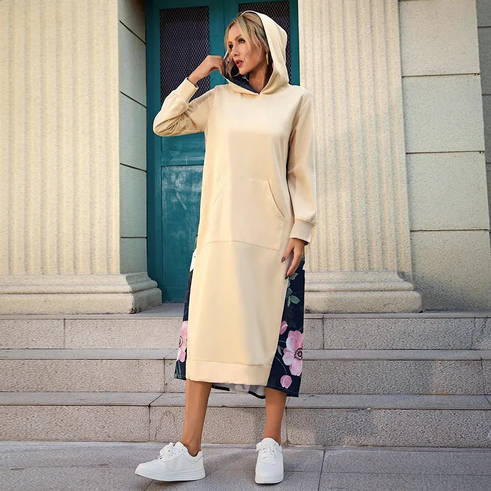 Ladies long-sleeved hooded floor-length dress with knitting chiffon fabric  for autumn winter from Dhgate Basic & Casual Dresses - price 88.88
