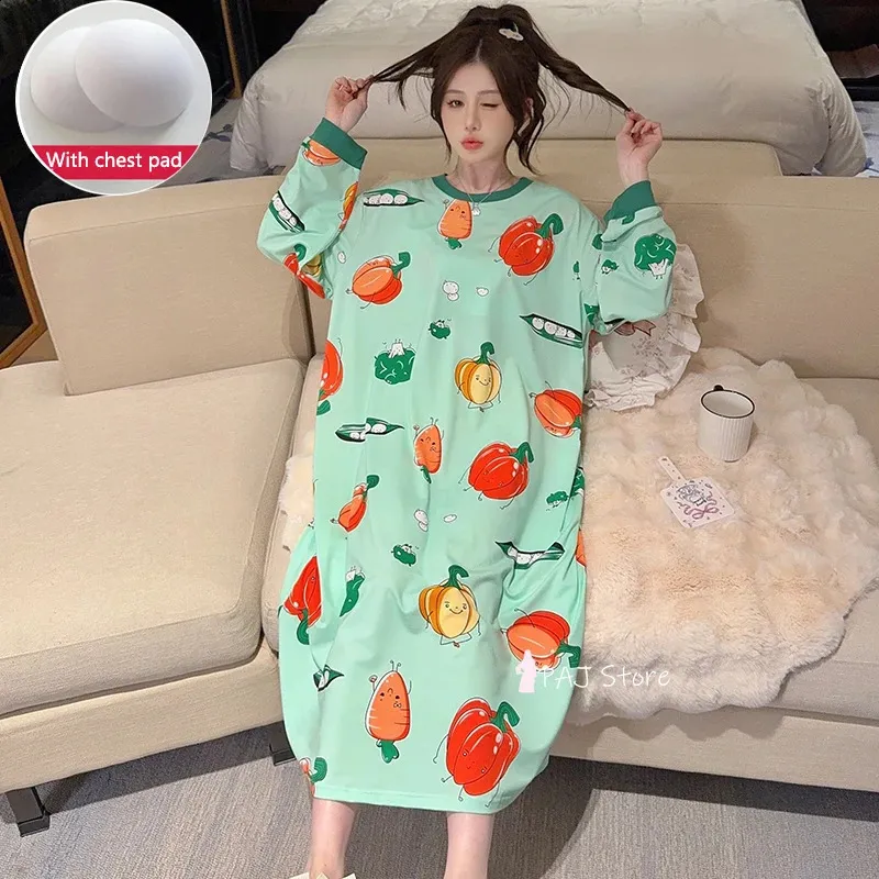 DHgate Plus Size Nightgown Long Sleeve Cotton Sleep Dress for Women 3XL 6XL Apparel