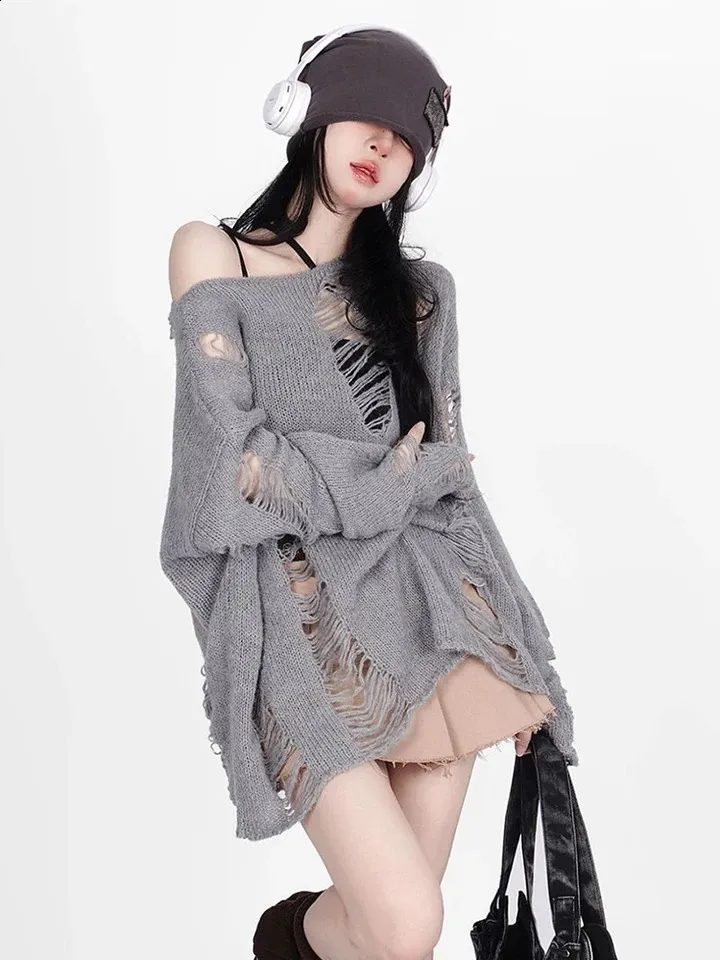 DHgate.com:Hollow Out Y2K Sweater: American Retro Long