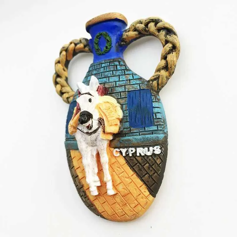 N/A Cipro Cipro Magnete 3D per Frigorifero Artigianato Souvenir Magneti per Frigorifero in Resina Collezione Regalo da Viaggio