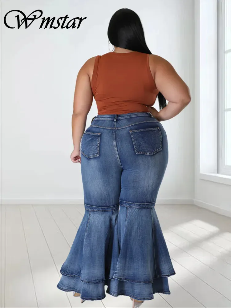 Curvy Plus Size Bell Bottom Jeans Plus Size High Waist Flare Jeans