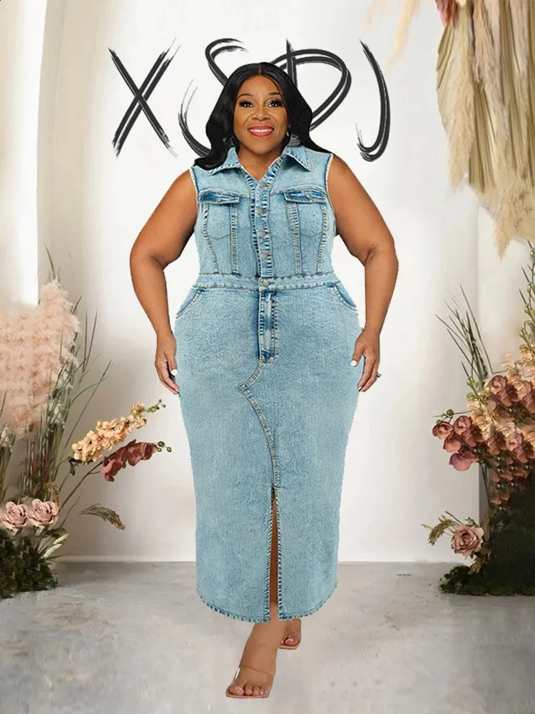 Save Big on Bulk Denim Collar Dress Women's Sky Blue Denim Dress Plus Size,  Turn Down Collar, Casual Summer Dress Best Deals on DHgate