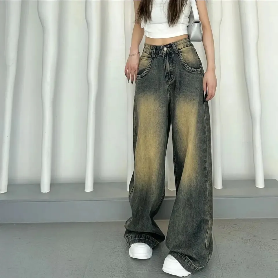 【BAON】Filt Gradation Wide Denim Pants Vintage Gothic Streetwear Wide Leg jeans baggy jeans for