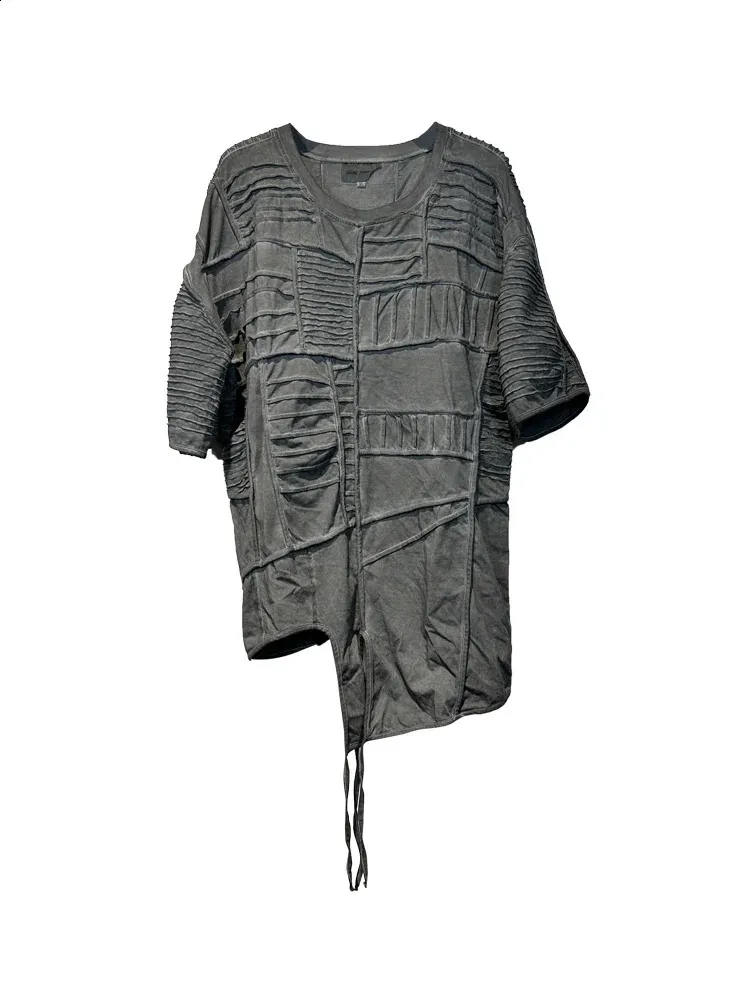 Avant-Garde Asymmetric Tee - Distressed Tie-Dye 3D Cut