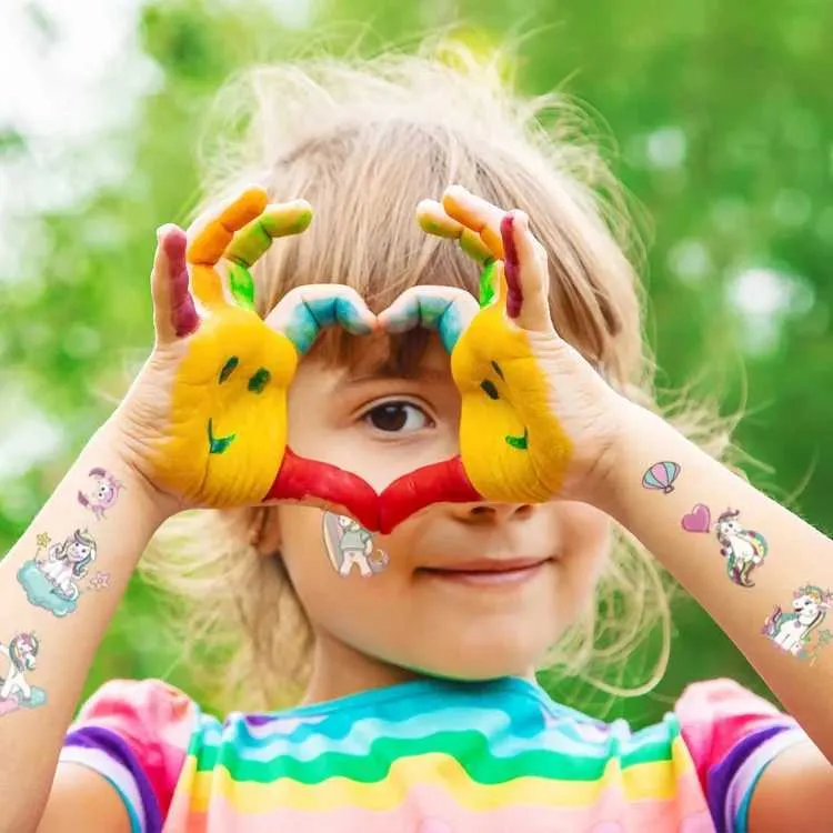 Tatuaj de cara de unicornio para niños y mujer, tatuaj de dibujos Tatuaj de cara de unicornio para niños y mujer, tatuaj de dibujos