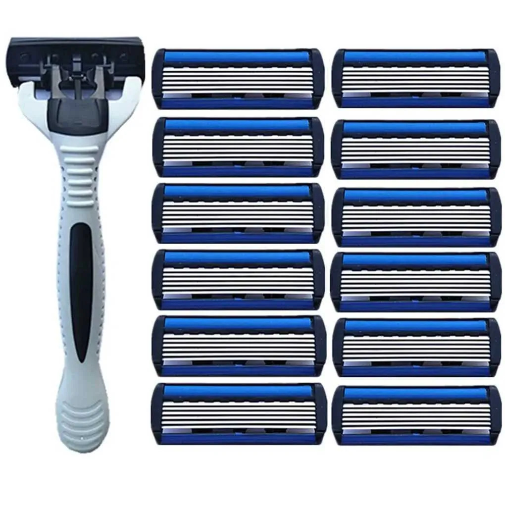 Premium 6-Layer Razor Blades 12-Piece Set - Precision Shaving for Men ...