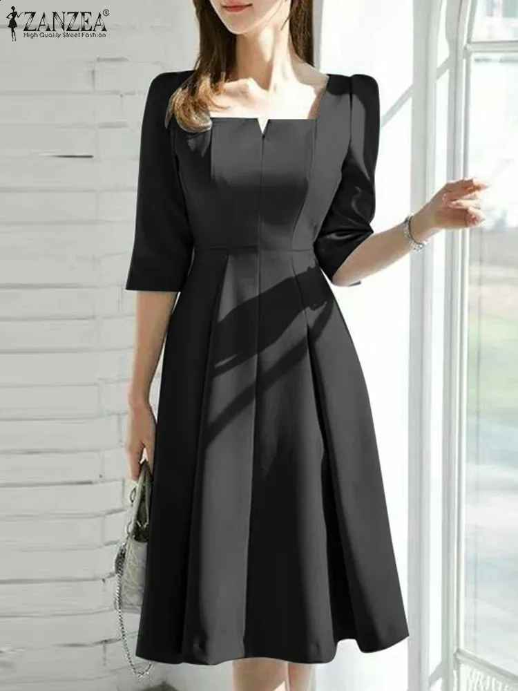 ZANZEA Summer Midi Cocktail Dress Women A Line Sundress Short Sleeve  Polyester Floor-Length from Dhgate Work Dresses - price 49.53