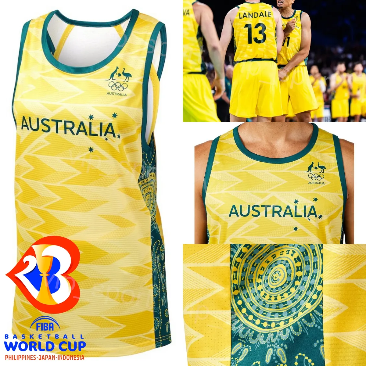 Australian Basketball Jersey | Green & Beige | Patty Mills
