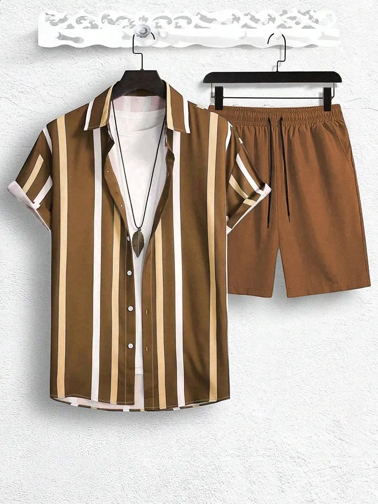 Iiniim Mens Hawaiian Shorts Set Button Down Floral Shirt Top And Shorts - View #10