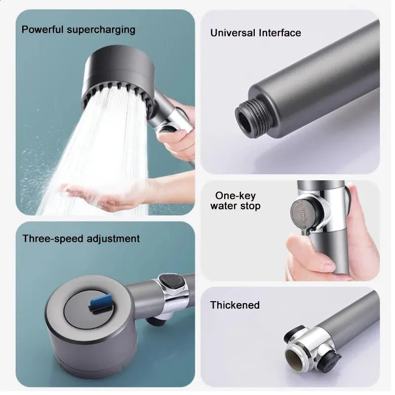 4 Modes High Pressure Showerhead One-Key Stop Water Massage Shower Head With Filter Element Bathroom Accessories 240810_voghion.com
