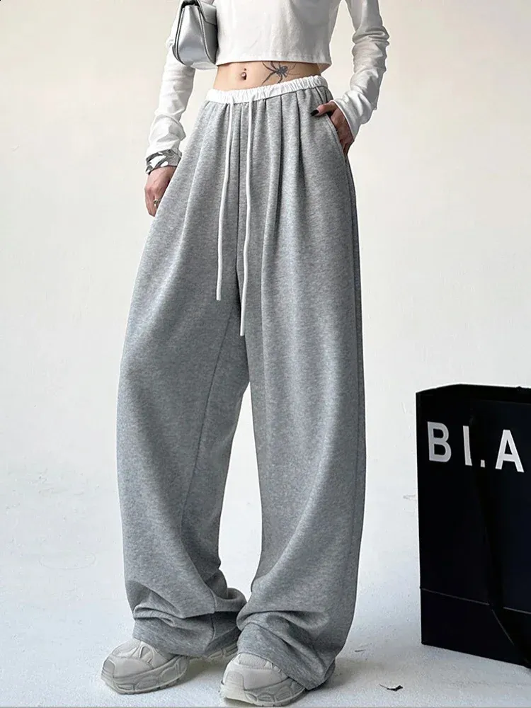 パンツ Omas hande oyster pants Womens Wide Leg Sweatpants Casual Oversized Gray Trouser For