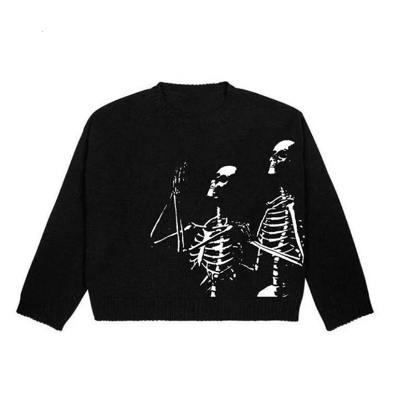 Y2K Gothic Black Knitted Oversized knit sweater for Men and Y2K Gothic Black Knitted Oversized knit sweater for Men and