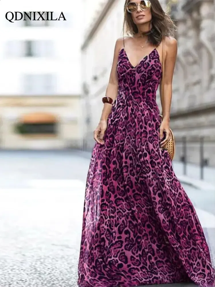 purple leopard print maxi dress Pirelle Cut-Out Back Maxi Dress Leopard Purple