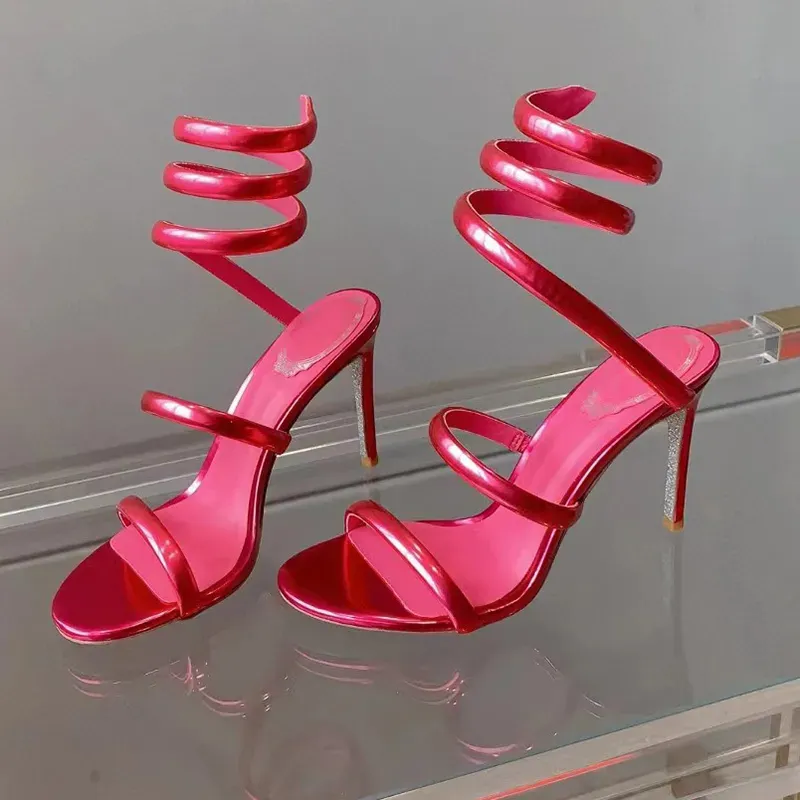 red high heels red tie sandals