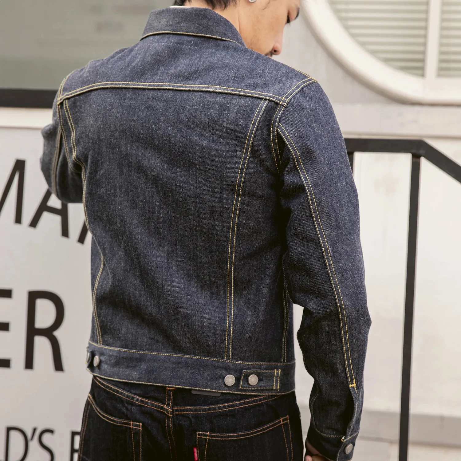 Men's Red Tornado Type 3 Trucker Jean denim jacket with