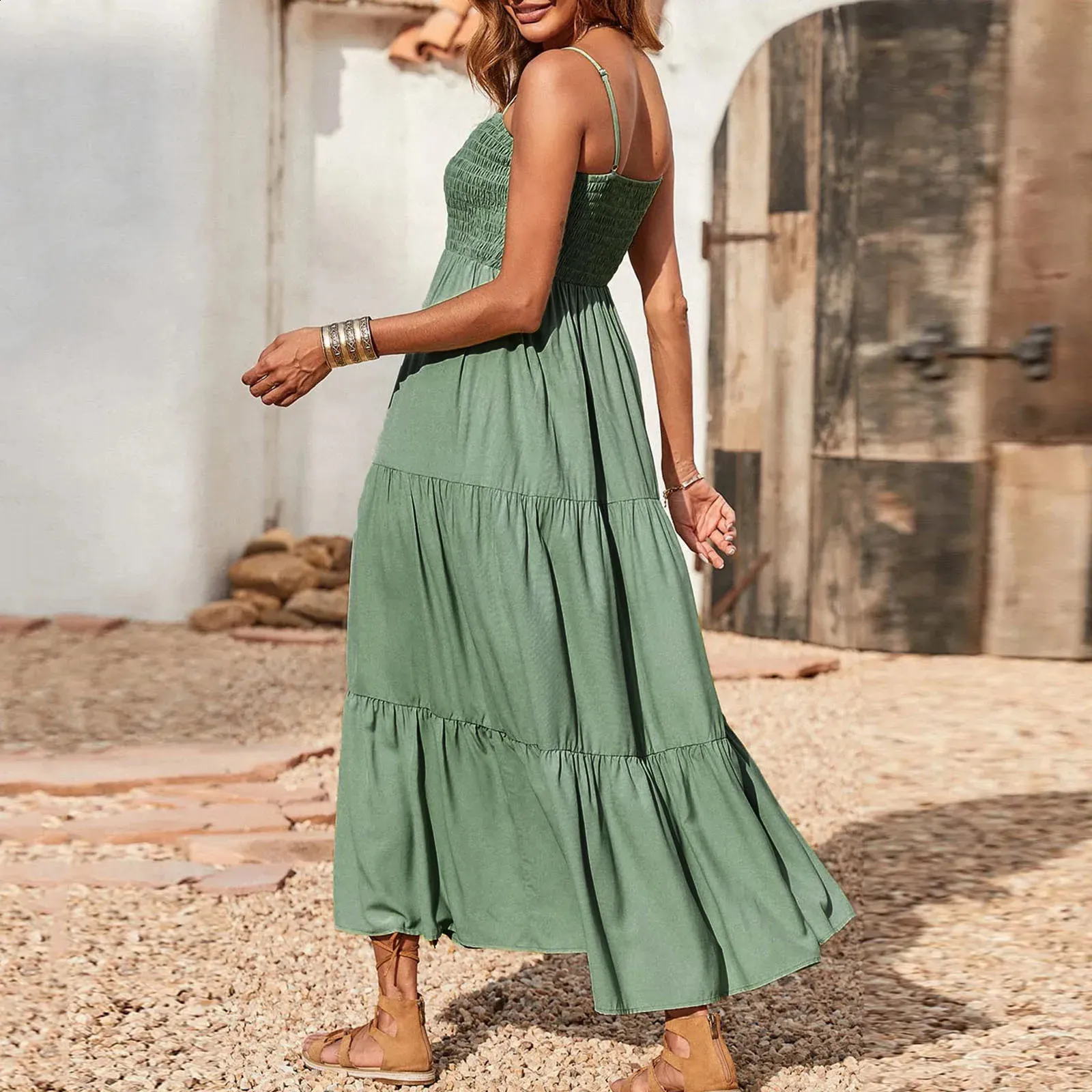 chinese dress ladies Blue Floral Tiered Maxi Dress - Floral Dresses main image 0