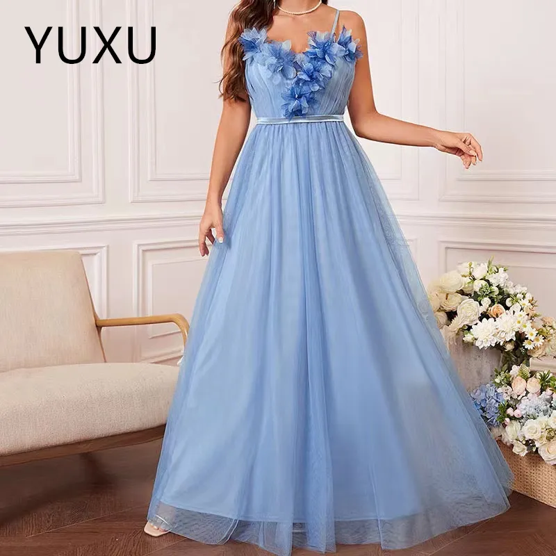 Sparkling 3D Handmade R&W Long light blue prom dress for Black Girl - Perfect for Birthday Parties, Proms, and Red Carpet Tail Gowns in 2024