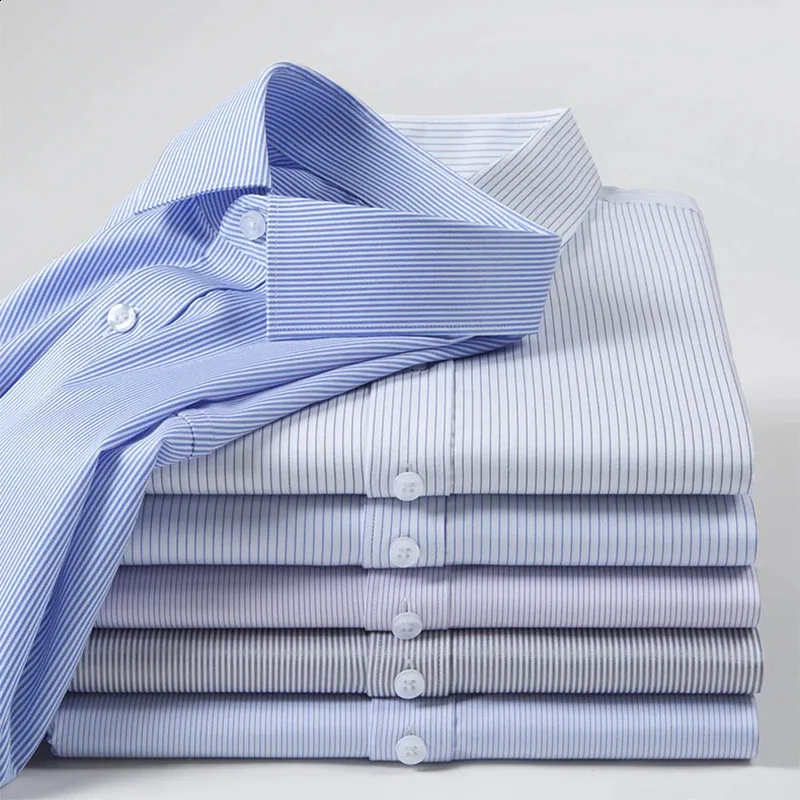 Stretch Wrinkle Resistant Men's Long Sleeve Dress - Slim Fit White Shirt for Business and Social Events (s-5xl)