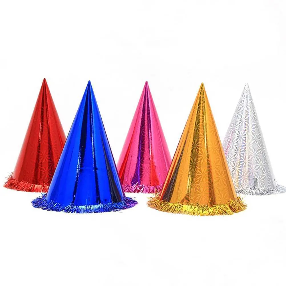 Birthday Party Cone Hats With Glittering Tassels Colorful Fun For