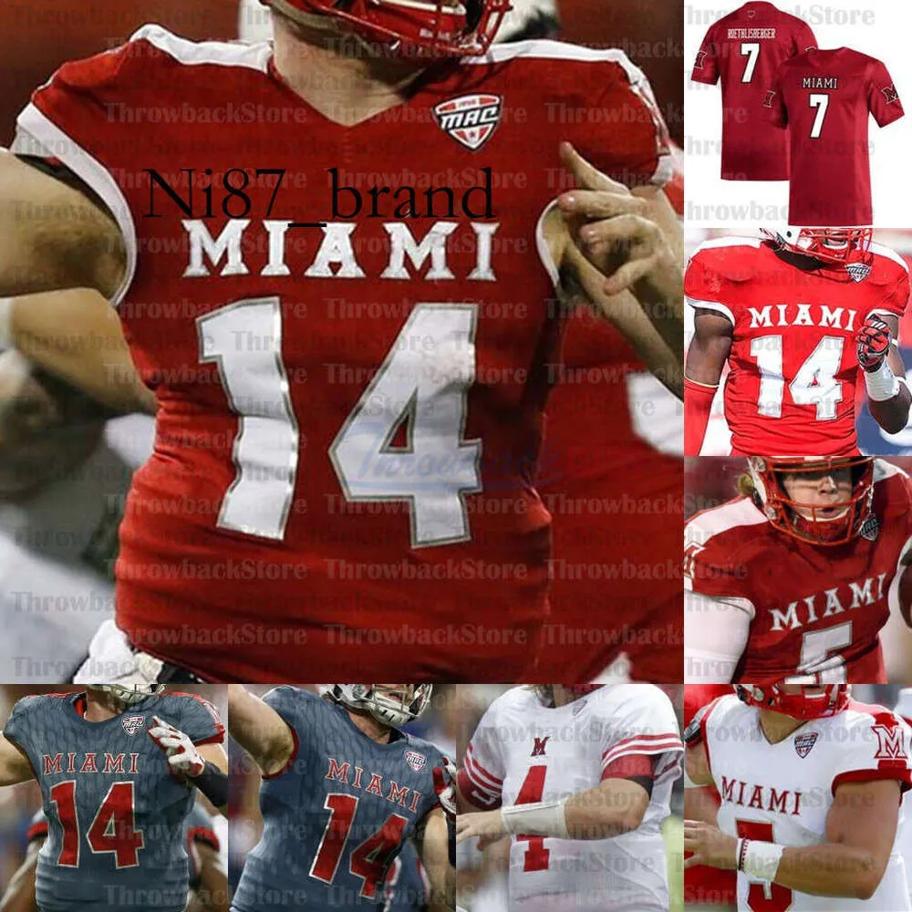 NI89 Custom Miami OH Redhawks College Football Jerseys Ben Roethlisberger Brett Gabbert Jaylon Bester Tyre Shelton Jack Sorenson Ivan Pace Jr