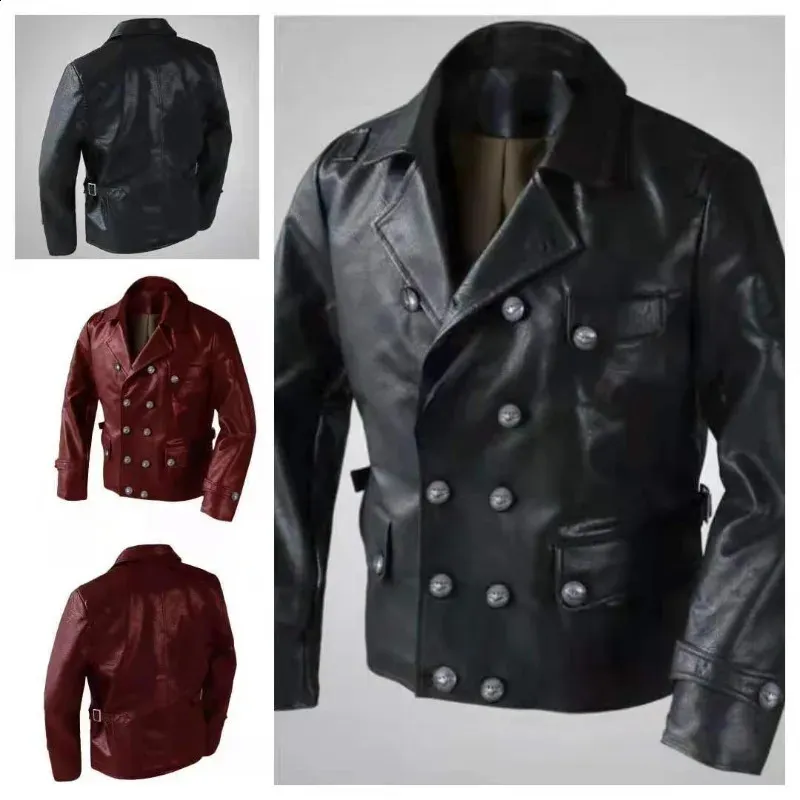 Y2K Vintage Leather Motorcycle Jackets Mens - Premium Double