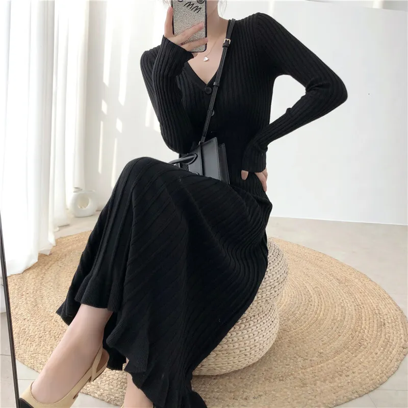 Elegant V-Neck A-Line Wool Dress: Slimming Knit Knee-Length Skirt. Shop  Now! Premium Quality. from Dhgate Women's Knits & Tees - price 36.19