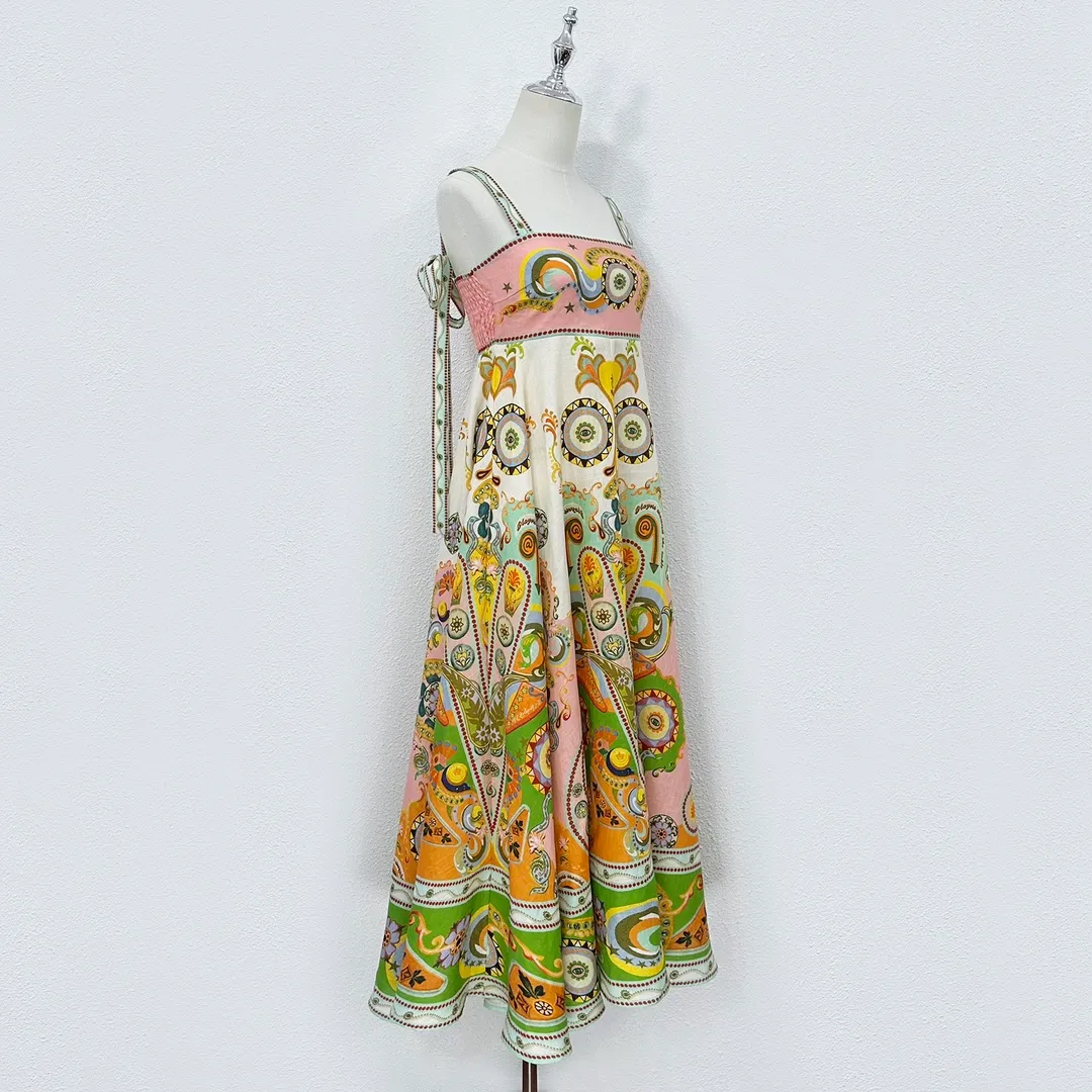 designer linen dress ROVE Linen Midi Dress Off-shoulder main image 1