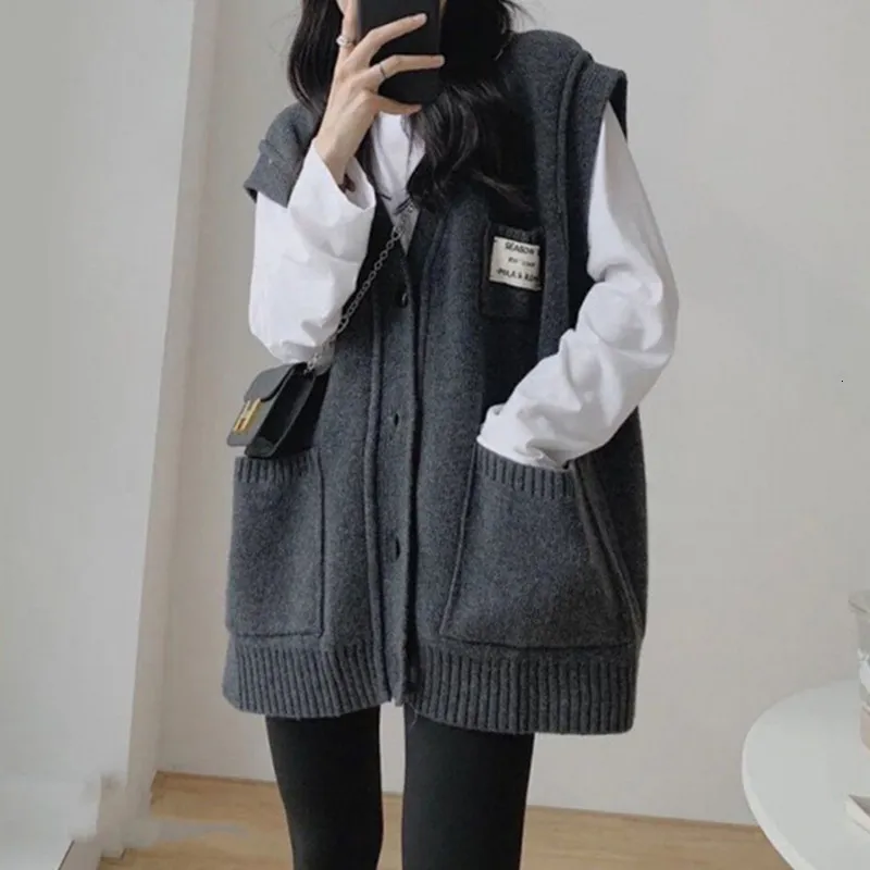 Long Sweater Vests For Women Chunky Knit Sleeveless Cardigan