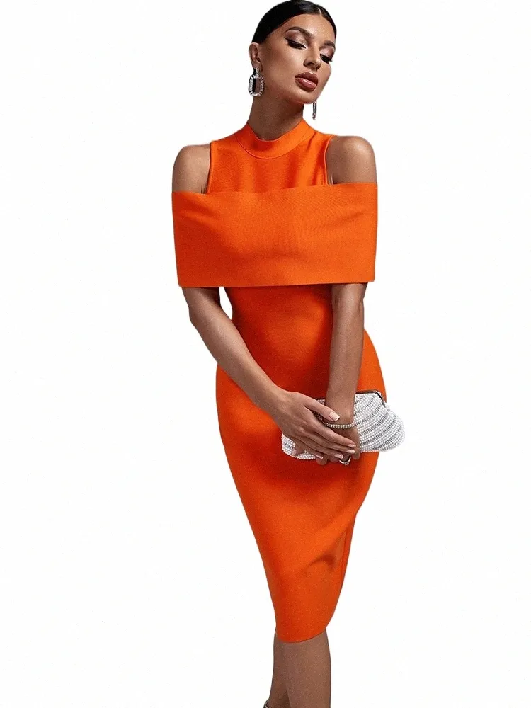 Women s Off Shoulder Bandage Dress Elegant and Sexy Midi Dress for Party and Club Summer 2024