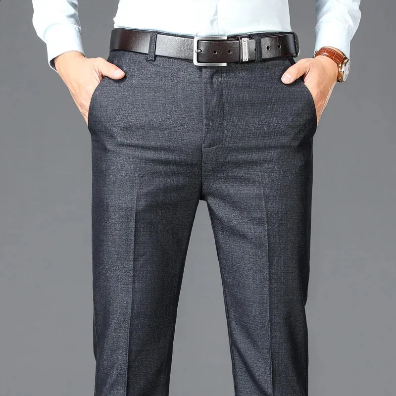 Men's Solid Business Casual Suit Pants High Waist... From Eshinestore ...