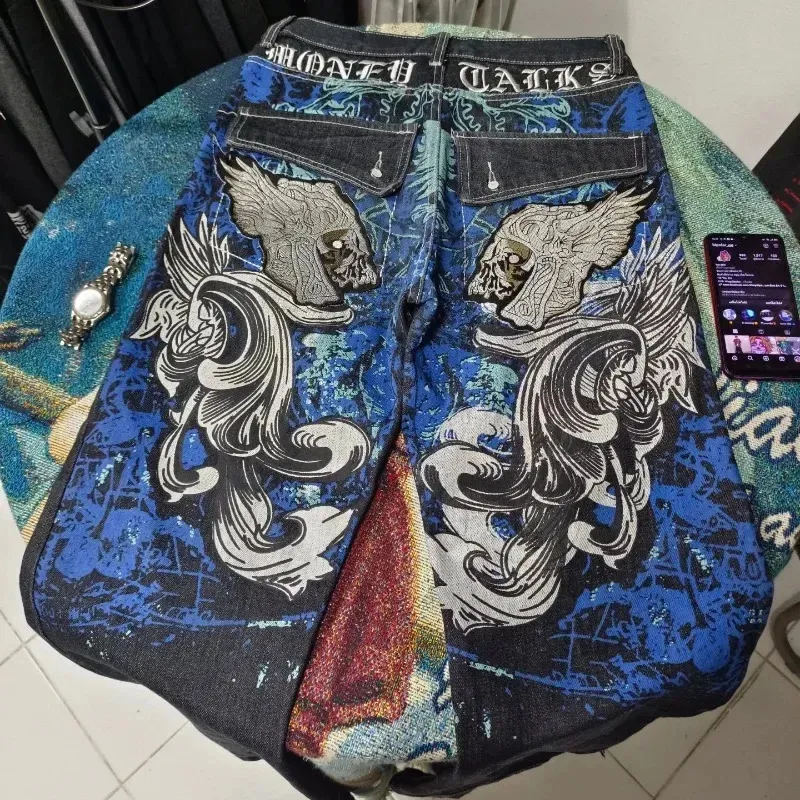 パンツ 00s In The Attic gothic design denim y2k Oversized Y2K Style Printed Jeans - High Waist Wide Leg, Shop Now