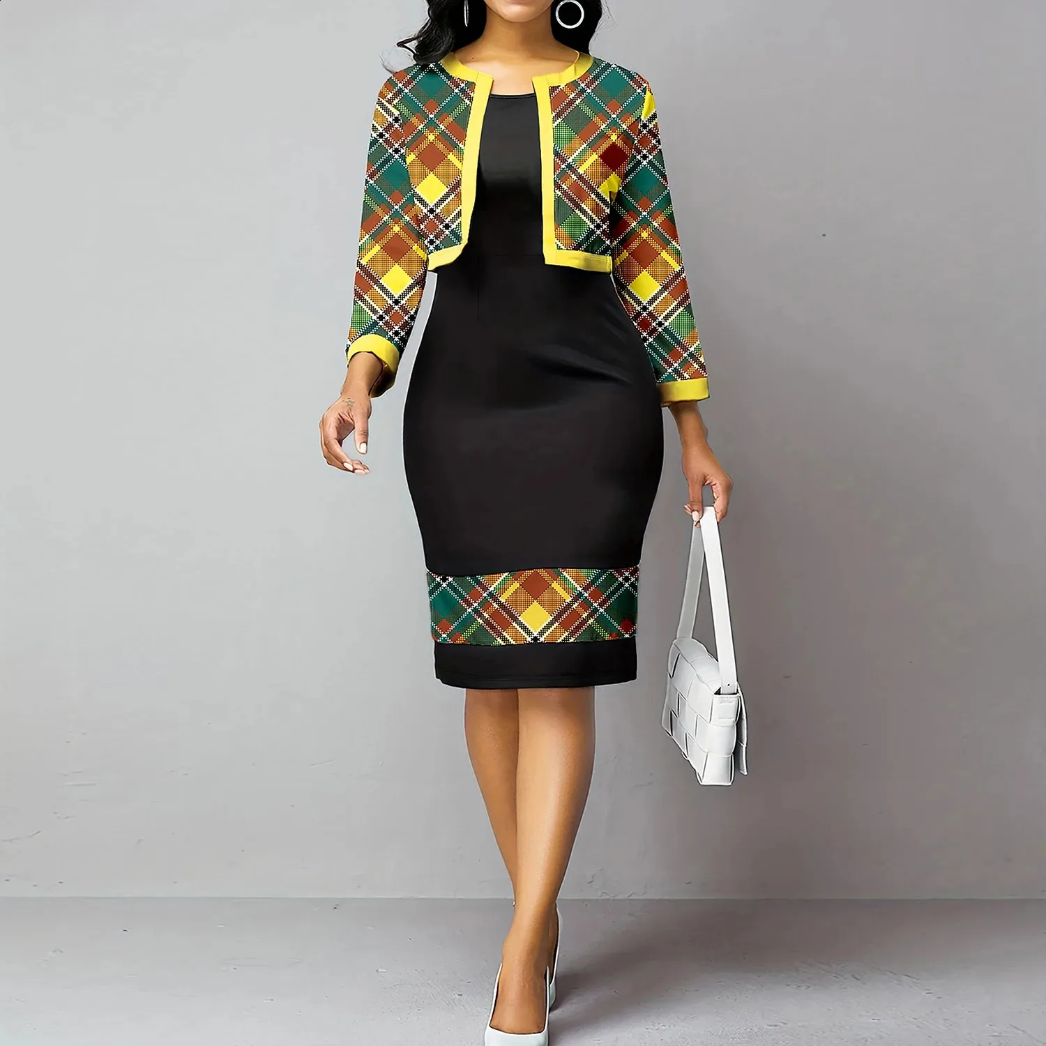 European & American Cardigan Wool Sweater Two-Piece Set - Elegant & Sexy Tight dress for Women (Style #240810)