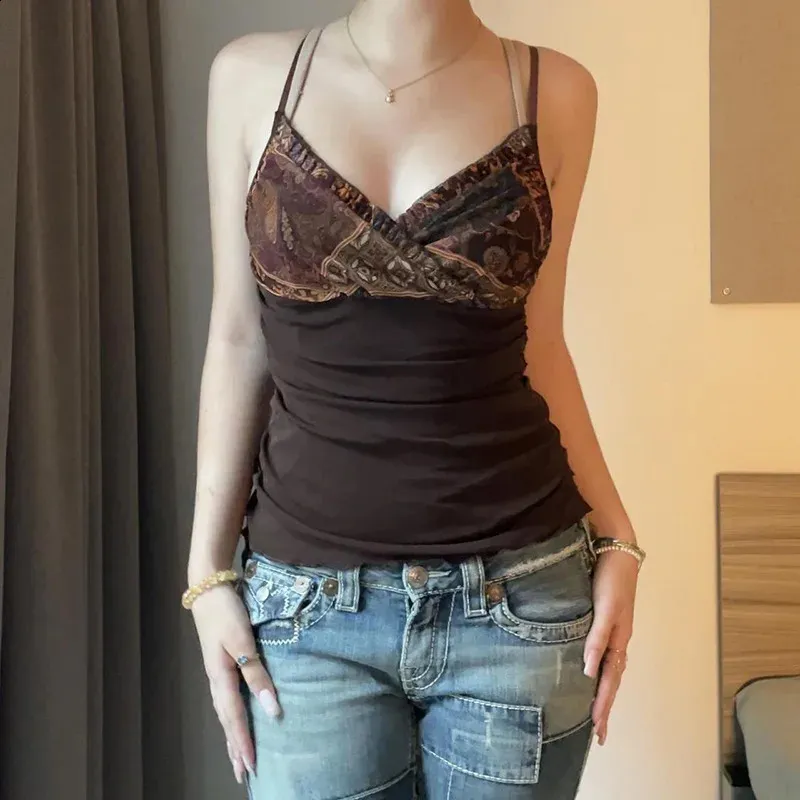 Women's Y2K Retro Animal Print Backless Camisole Top, Acetate