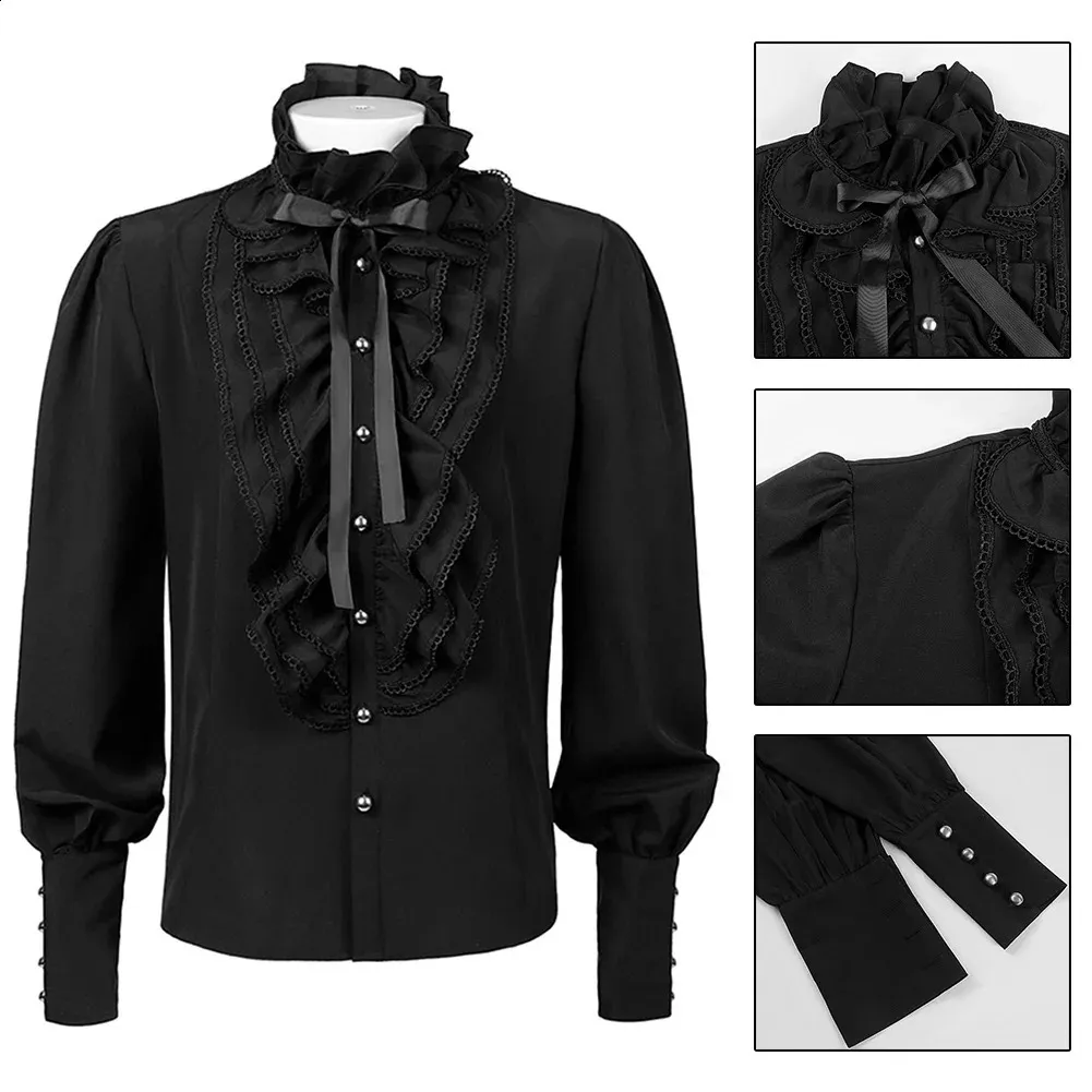 Colin Ross Black Victorian Collar Dress Shirt With Swept Wings - Tuxedo/Highland Wear (15-20)