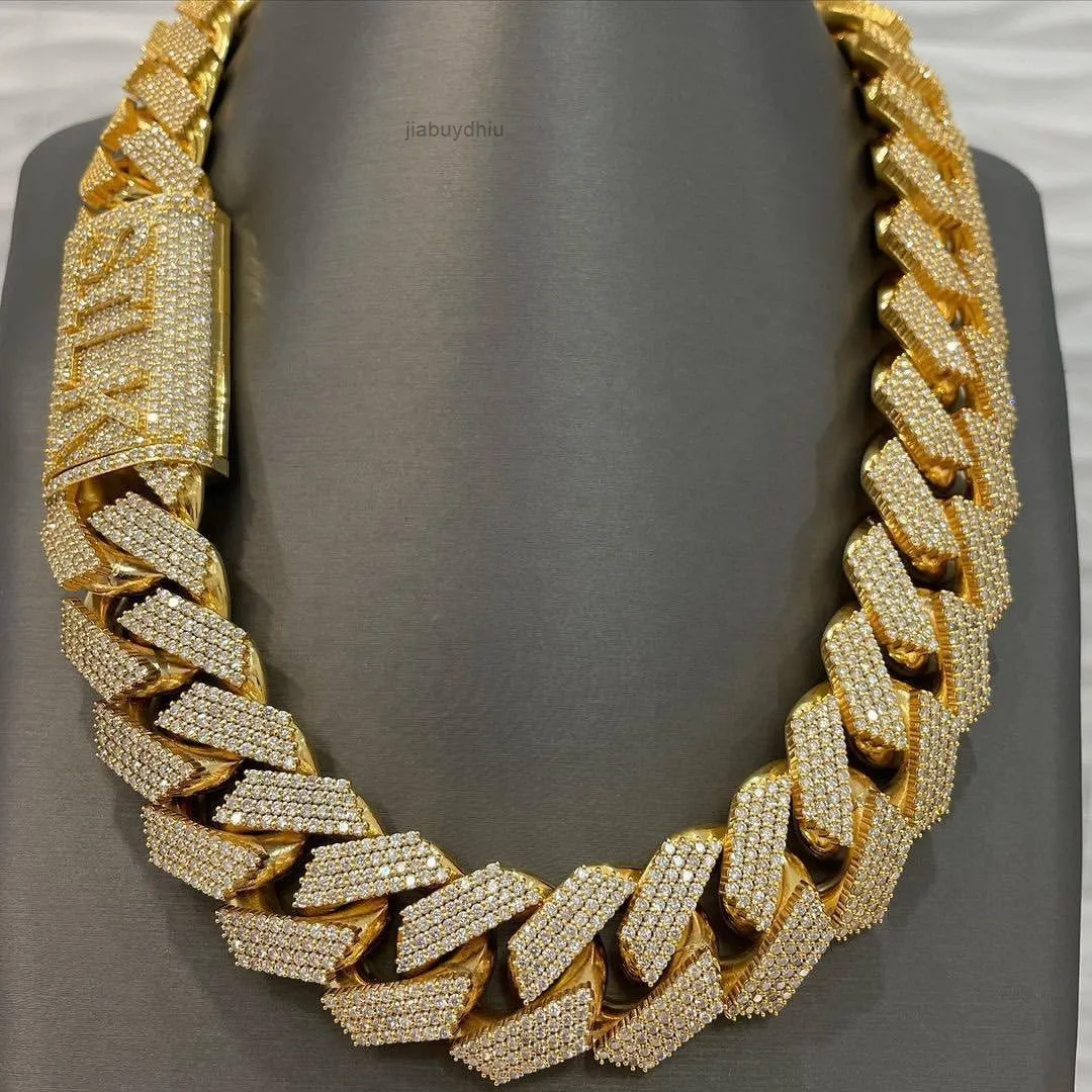24mm Row Iced Out Moissanite Miami Cuban Link Chain Fully Bust Down,  Custom