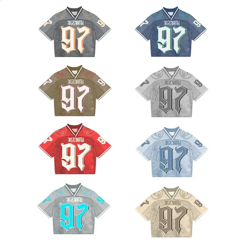 Y2K Retro Mesh Jersey Shirt - Breathable Hiphop Oversized