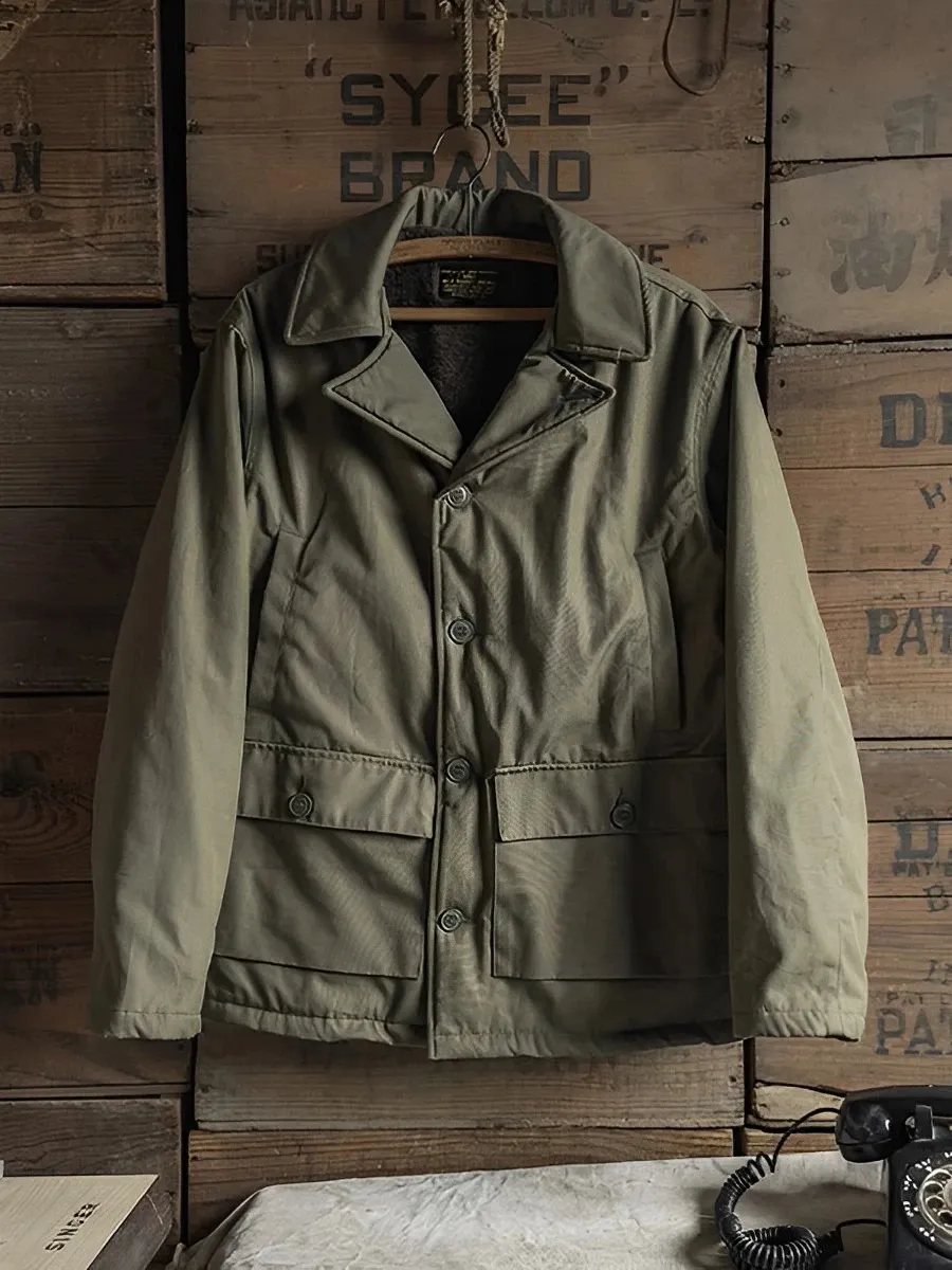 Premium Wool Blend Flight Jacket: Naval Style Military Coat Warm