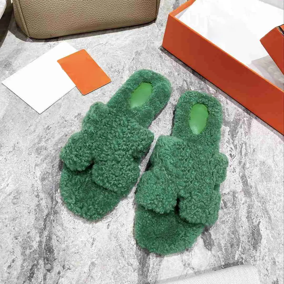 Comfortable Korean Style Cotton Woolrich Slippers For Women With Hairy