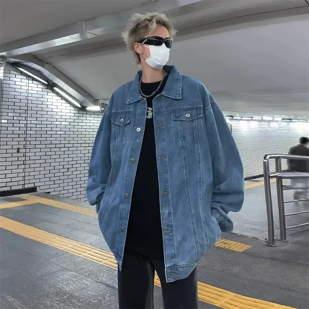 Style Denim Jacket Streetwear Outfit Mens Autumn Clothing: Denim