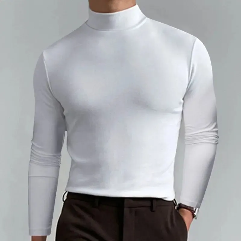 Slim Fit Mens Long Sleeve Mock Neck Shirt With Turtleneck And Elastic Fit Thin Pullover 240810 From Leemostore 18.65 DHgate.Com
