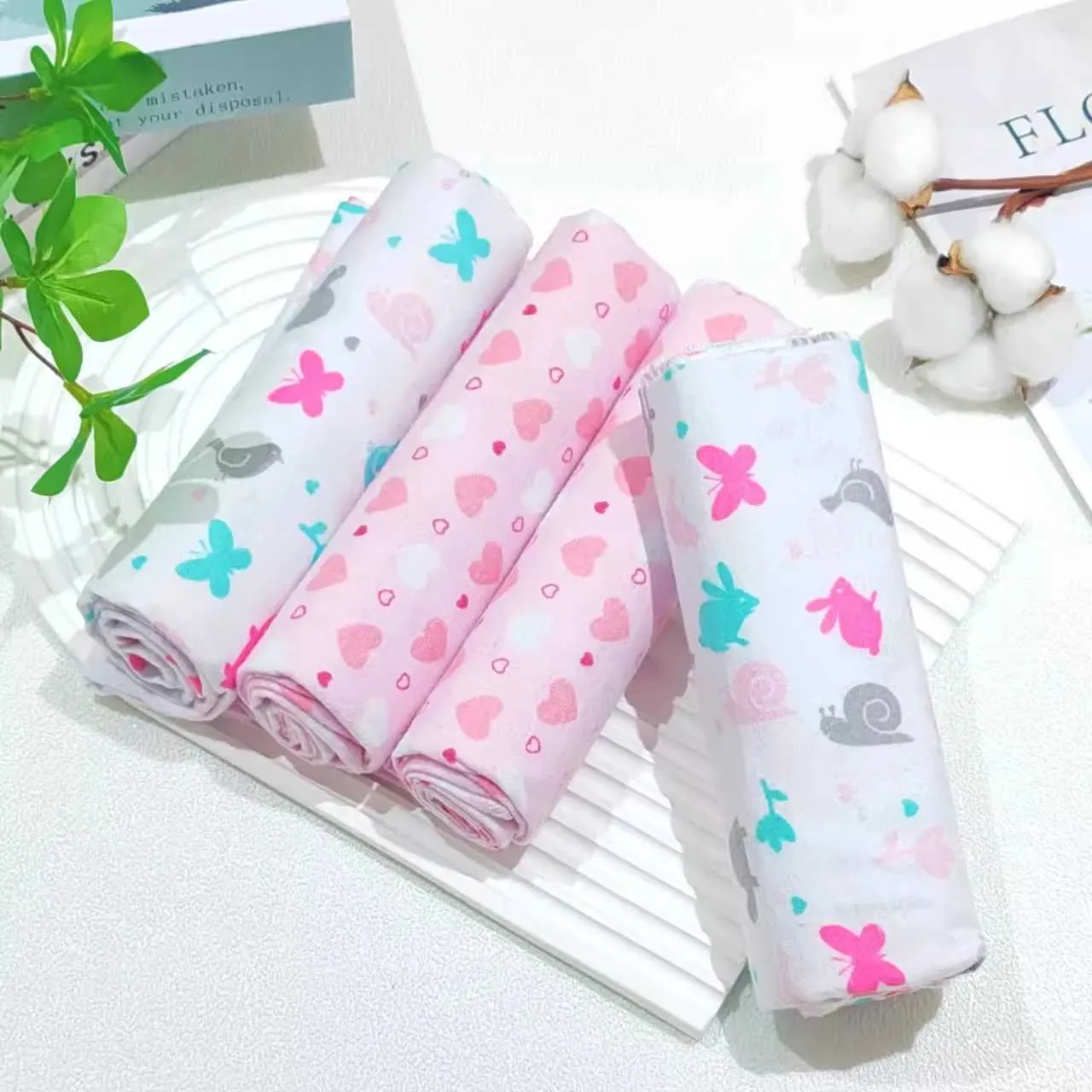 Of 100% Cotton Flannel Diapers Baby Towels Soft Packaging Baby