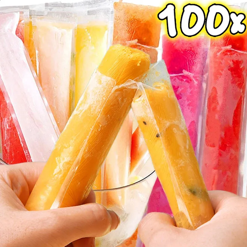 Yogurt Tubes 100 Pack Disposable Ice Popsicle Mold Bags,BPA-free